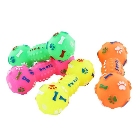 Игрушка для питомца кошки собаки щенка, в горошек, гантель, форма кости, пищащая, для жевания, игровая, интерактивная