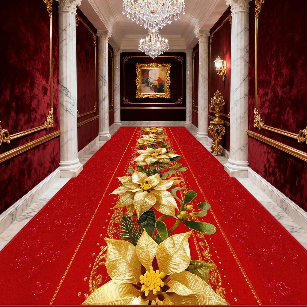Hallway Carpet Golden Flower Red Hall Carpet Path To Floor in The Corridor Runner Rug Doorway Kitchen Aisle Mat Size