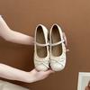 Round Head Retro Bow Flat Bottom Small Leather Shoes Women's New Summer Fashion with Skirt French Niche Mary Jane Shoes