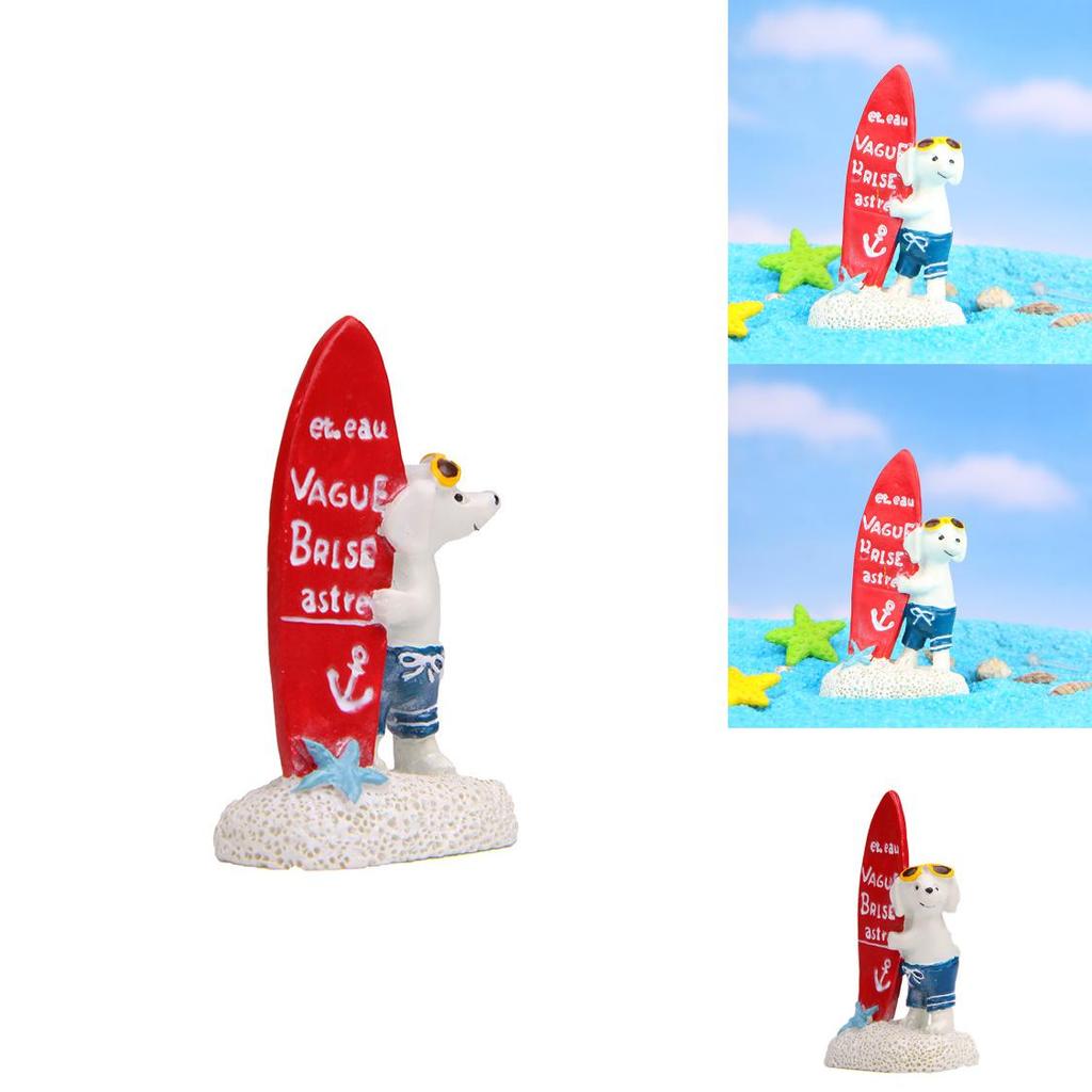 Japanese Style Resin Dog Figurine With Surfing Surfboard For Gift And Decoration