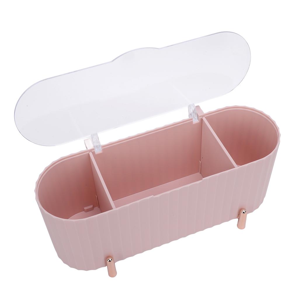 Cotton Swabs Storage Organizer 3 Grids Cotton Swabs Dispenser Dust Resistant Desktop Lipstick Puffs