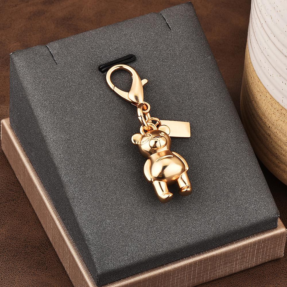 1Pc High-quality Alloy Keychains Pendant Golden Bear Flower Cherry Charms Lobster Clasp Badge Holder Car Keys DIY Accessories