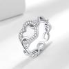European-American Cross-border Hollow Heart Rhinestone Ring & Women's Heart-shaped Chain Bracelet Jewelry Set