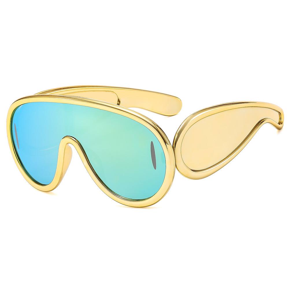 Vintage Y2K Brand Designer Oversized Pilot Sunglasses Women For Men Fashion Mirror Shades Trendy Punk One Piece ins Sun Glasses