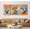 3 Pcs Bright Style Canvas Wall Art Modern Abstract Golden Deer Luxury Foil Lines Posters Prints White Blue Orange Color Grey Painting Pictures for