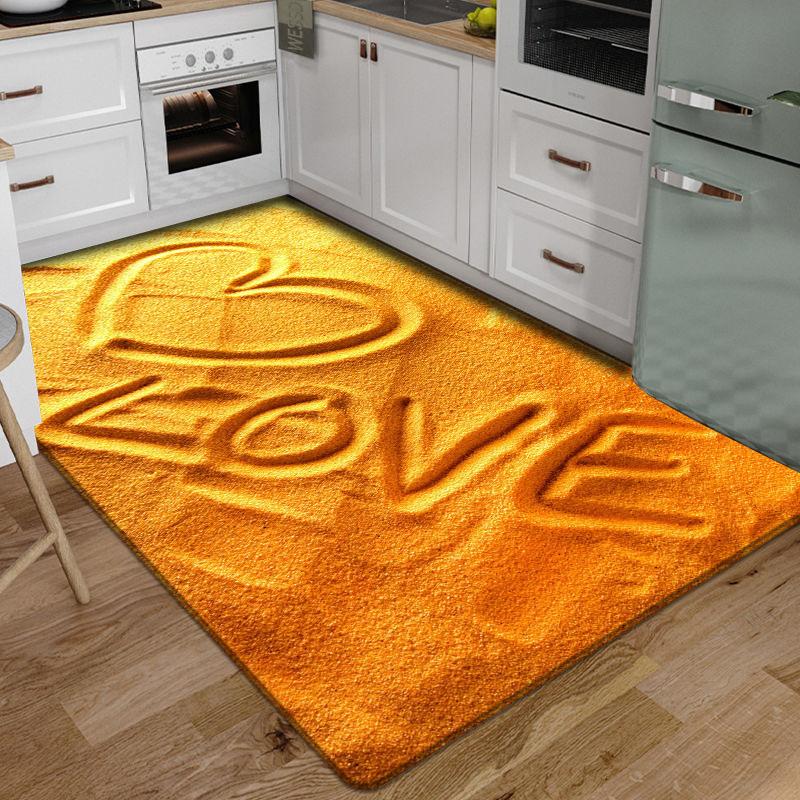 3D Floor Mat Rugs Kitchen Beach Waves Runner Carpet Kitchen Washable Non-slip Living Room Carpet Marine Bath Mat Absorbent