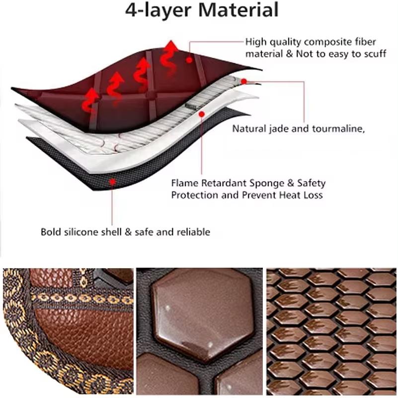 Almofada de Aquecimento de Turmalina Natural Almofada de Massagem Quadrada de Jade Almofada de Assento para Escritório e Casa para Humor Relaxante Temperatura Ajustável
