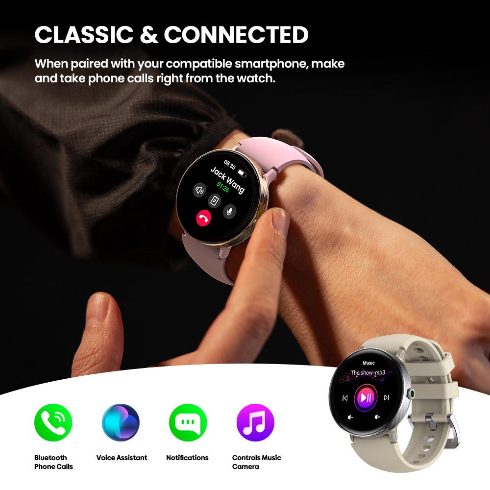 Zeblaze Lily 2 Women's Smartwatch with Bluetooth Calling, 1.2" AMOLED Screen, and Dual Straps