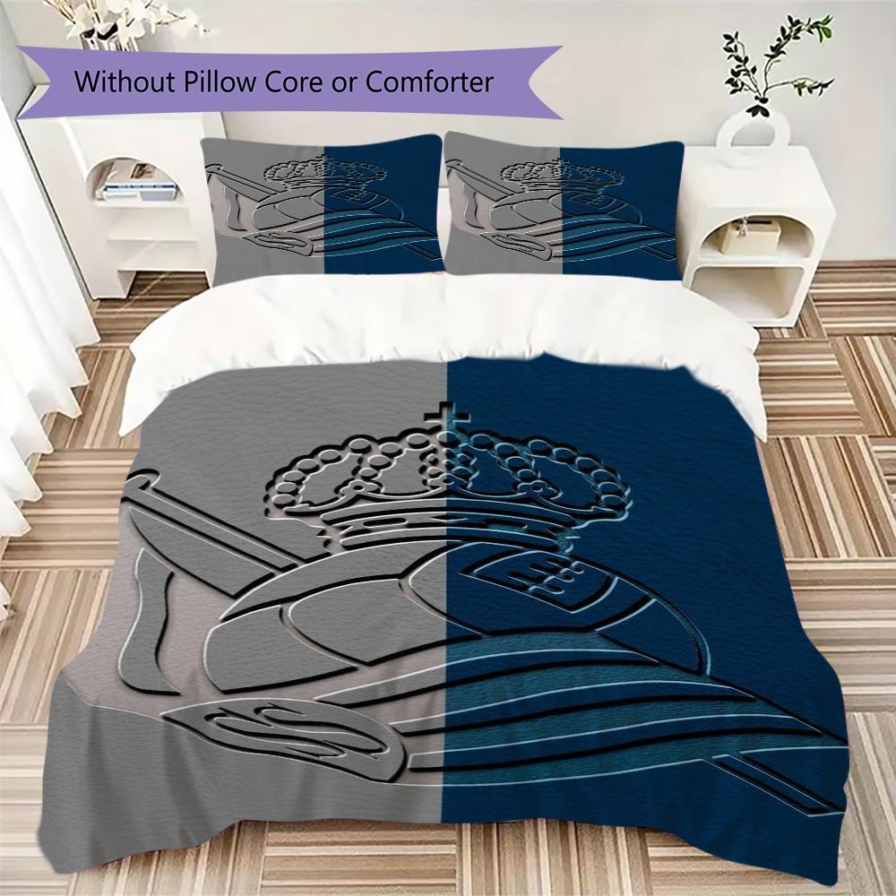 Set Copripiumino Trapuntato con Fantasia Real Sociedad Copripiumino Federa Decorazione per la Casa Regalo di Compleanno (1 * copripiumino + 2 * federe senza imbottitura)