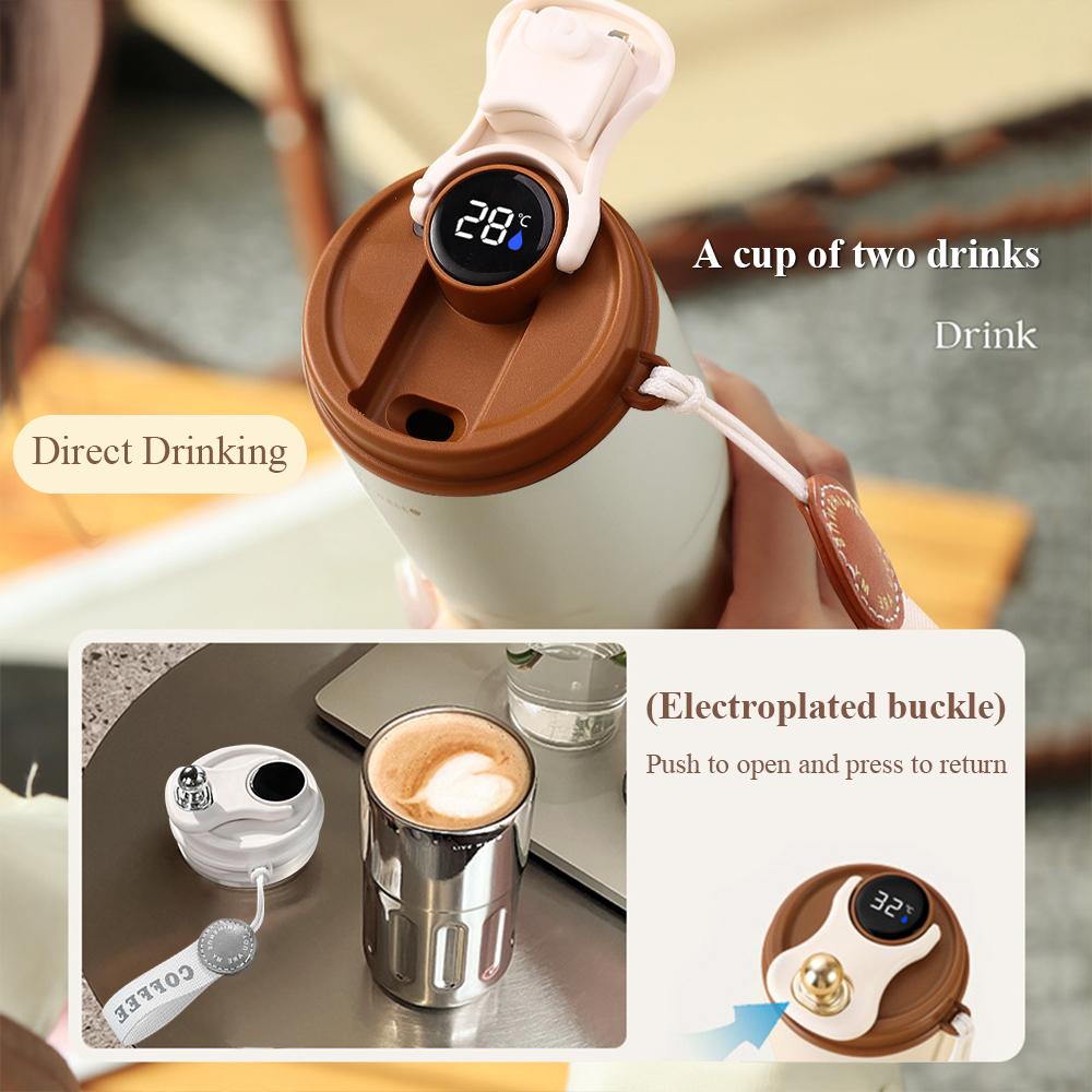 420ml Temperature Display Coffee Cup Smart Thermos Travel Coffee Mug 316 Stainless Steel Thermal Cup Leakproof Tumbler Gift
