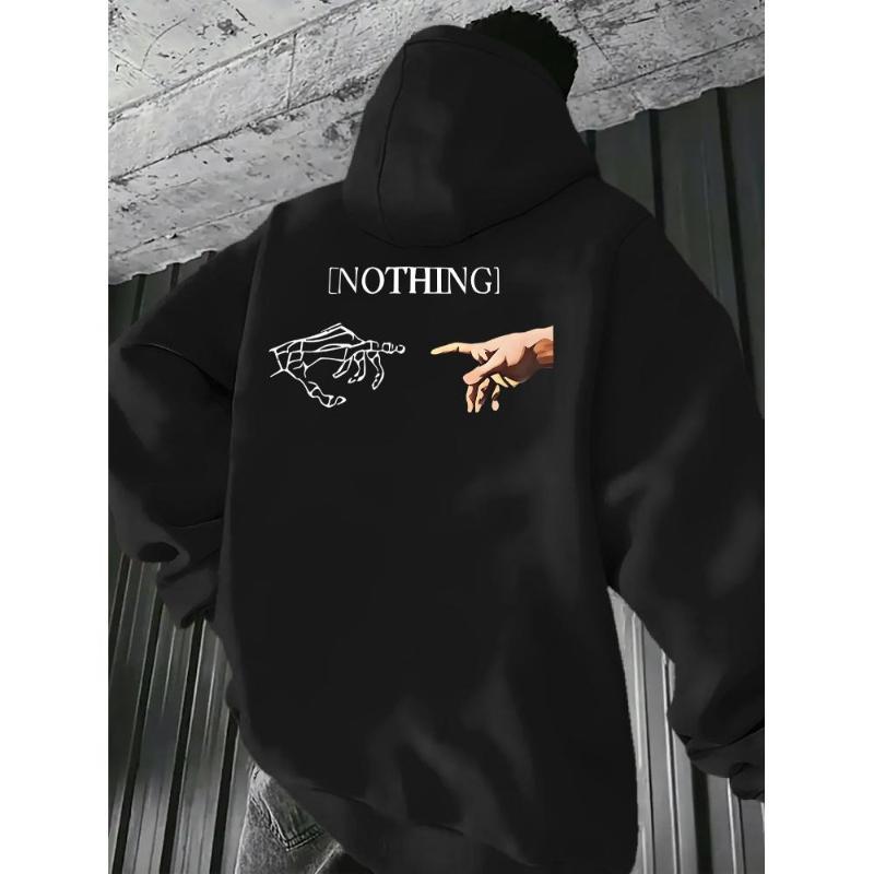 

Худи с принтом «Ничего» в стиле «Сотворения Адама» — трендовая вещь для поклонников уличной моды XL чёрный