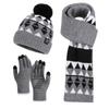 Winter outdoor velvet cold and warm hat scarf three-piece knitted wool hat women