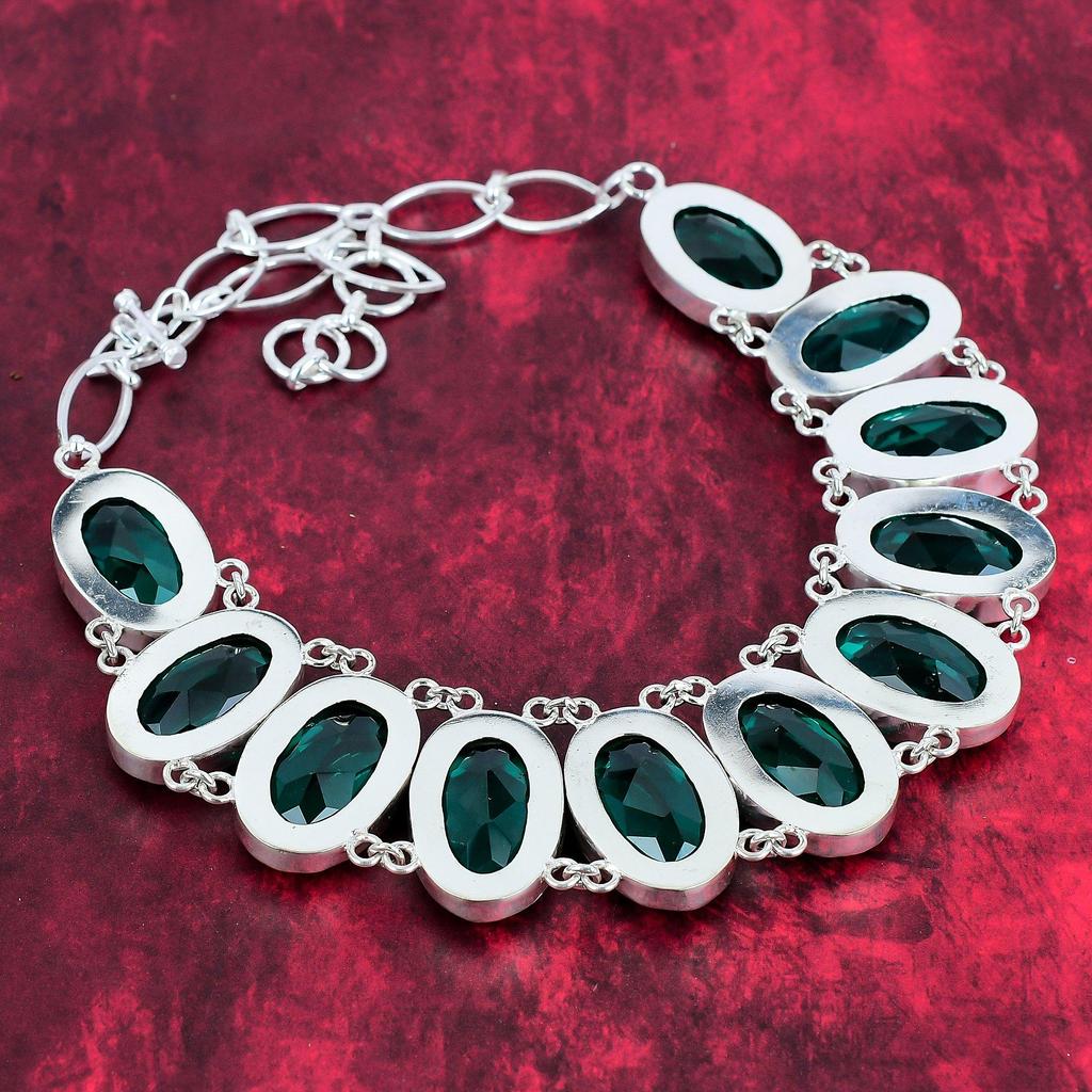 Facettierte Indigolith Halskette, 925 Sterling Silber Edelstein Handgemachte Halskette, verstellbare Kette Halskette, Geschenk für antiken Schmuck