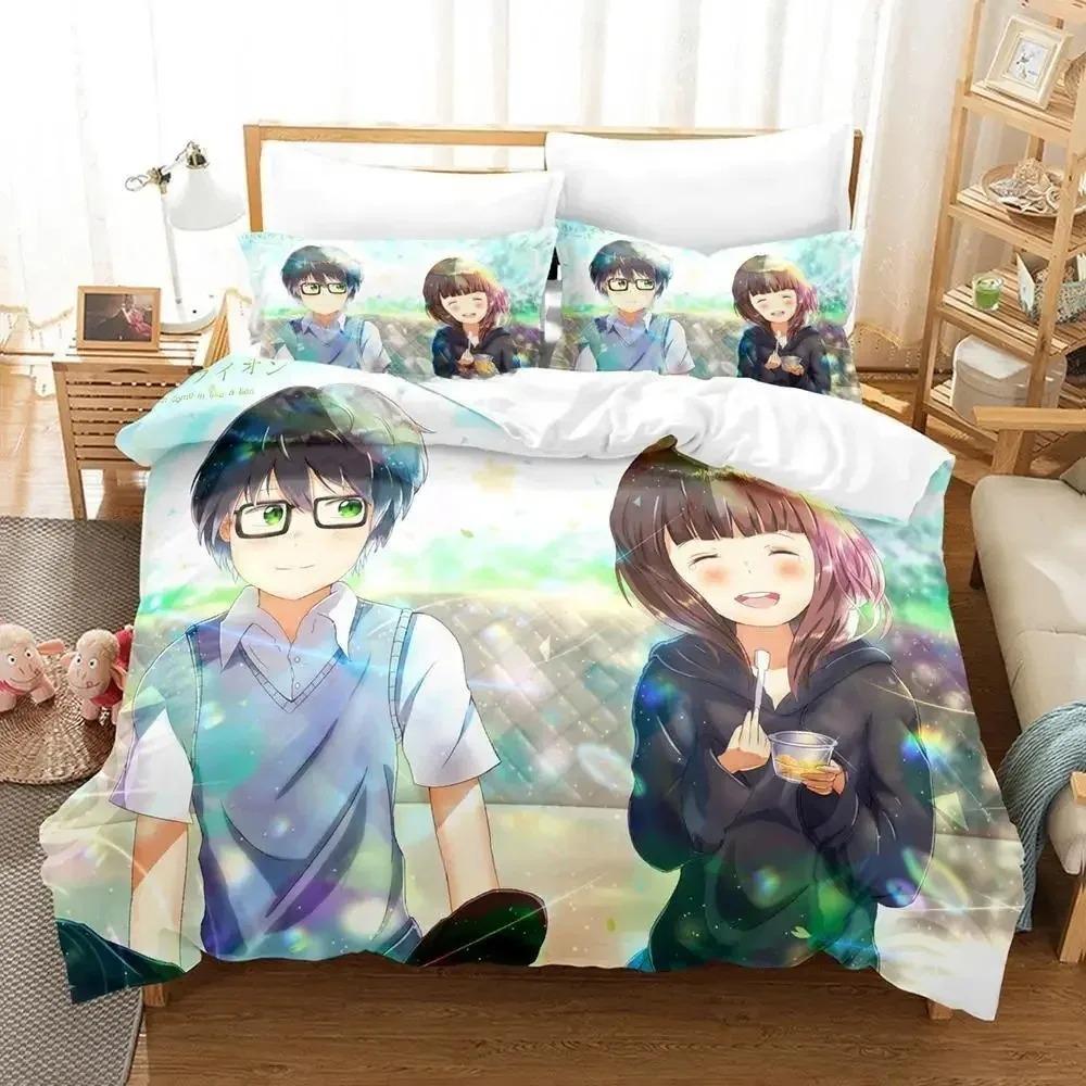 March Comes In Like A Lion Beding Set Carton Anime Thre-piece Set Adult People Kid Bedrom Duvetcover Sets Kawai High-End Premium Beding Set