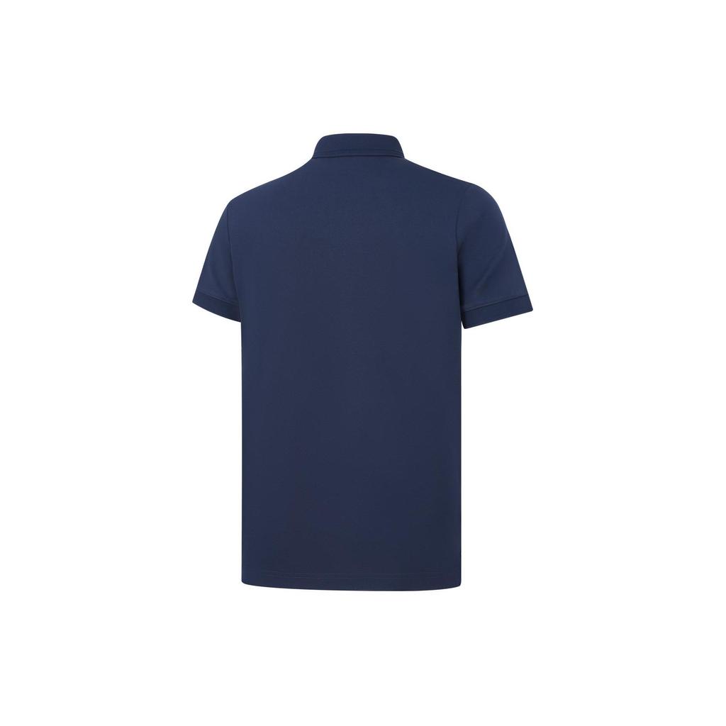 Li Ning Solid Color Moisture Wicking Quick Dry Sports Polo Shirt Men Tops Deep-Navy APLU195-2