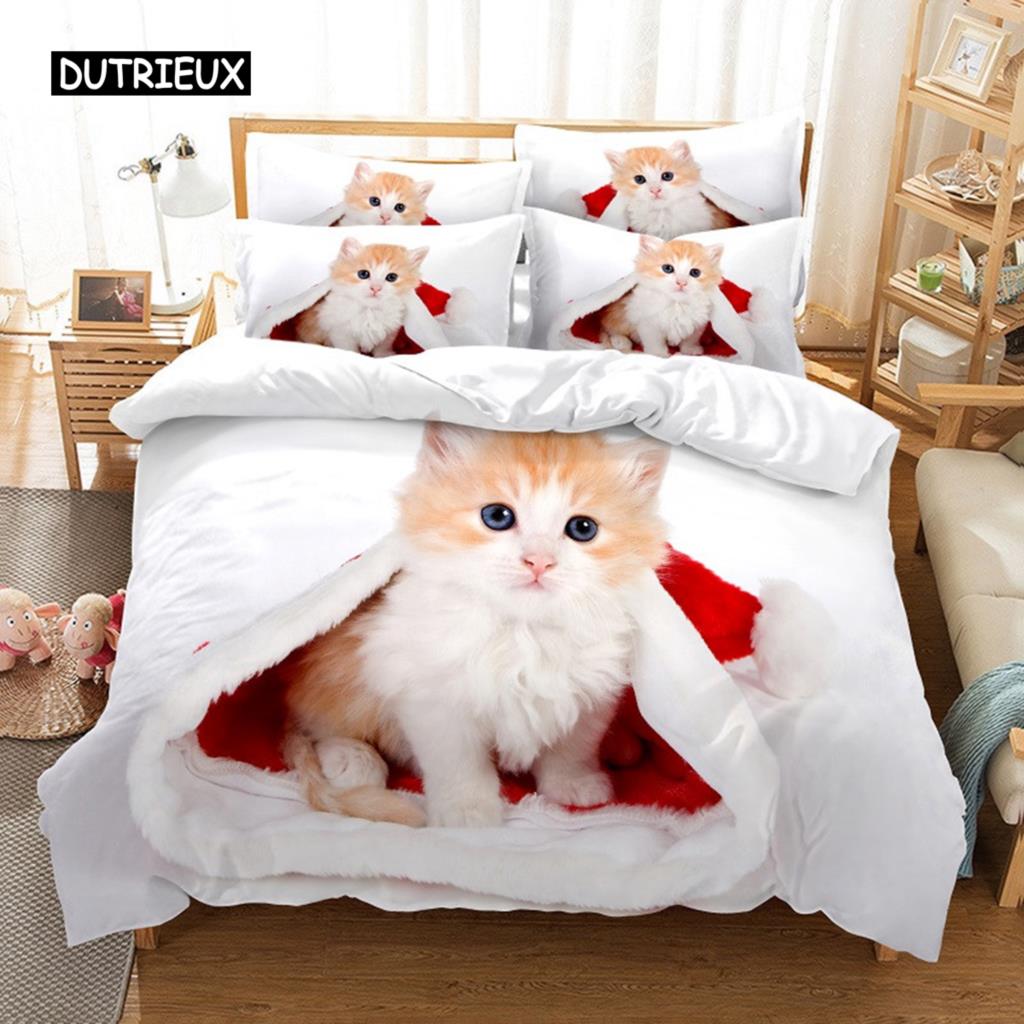 Schwarze Katze Bettwäsche Set Bettbezug Set 3D Bettwäsche Digitaldruck Bettwäsche Queen Size Bettwäsche Set Modisches Design