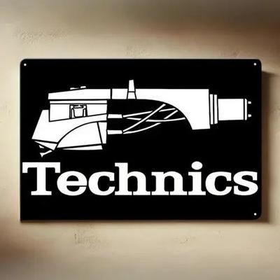 1p, Technics Vintage Audiophile Hi-Fi Giradischi sl-12000mk2 Poster Metallico -20x30cm