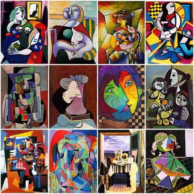 Abstraktes Diamant-Malerei-Set, Picasso-geometrische Figur, Bohrer, Juwel, Kreuzstich, Diy 5D-Volldiamant, Kunsthandwerk für Erwachsene, Heim- und Raumdekoration