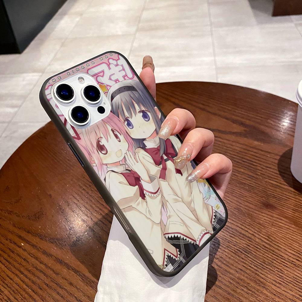 Cute Anime Puella Magi Madoka Magica For Phone 17 16 15 14 13 12 11 Pro Max Plus Pro Air Phone Case Corrugated Stripe Back Cover