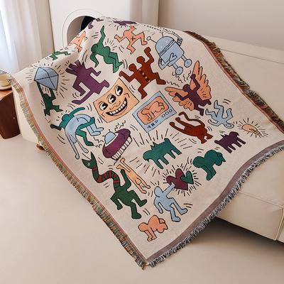 Graffiti Sofa Towel Full Cover Fabric Ins Style Living Room Carpet Moisture Picnic Mat Camping Blanket Sofa Cushion Cover Cover