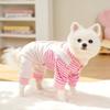 Striped Pet Clothes Soft Dog Four-legged Overalls New Year Cat Sweatshirt  Small Medium Dogs