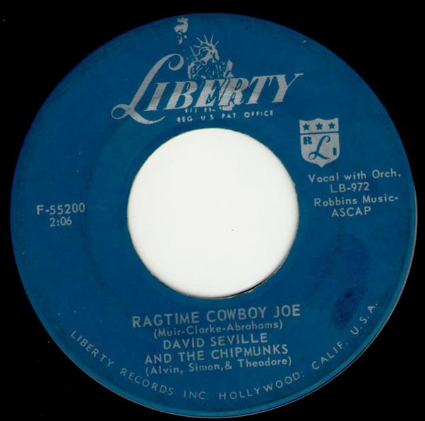 

7inch Record DAVID SEVILLE THE CHIPMUNKS Ragtime Cowboy Joe Flip Side F55200 Liberty 1959 US Pop Used