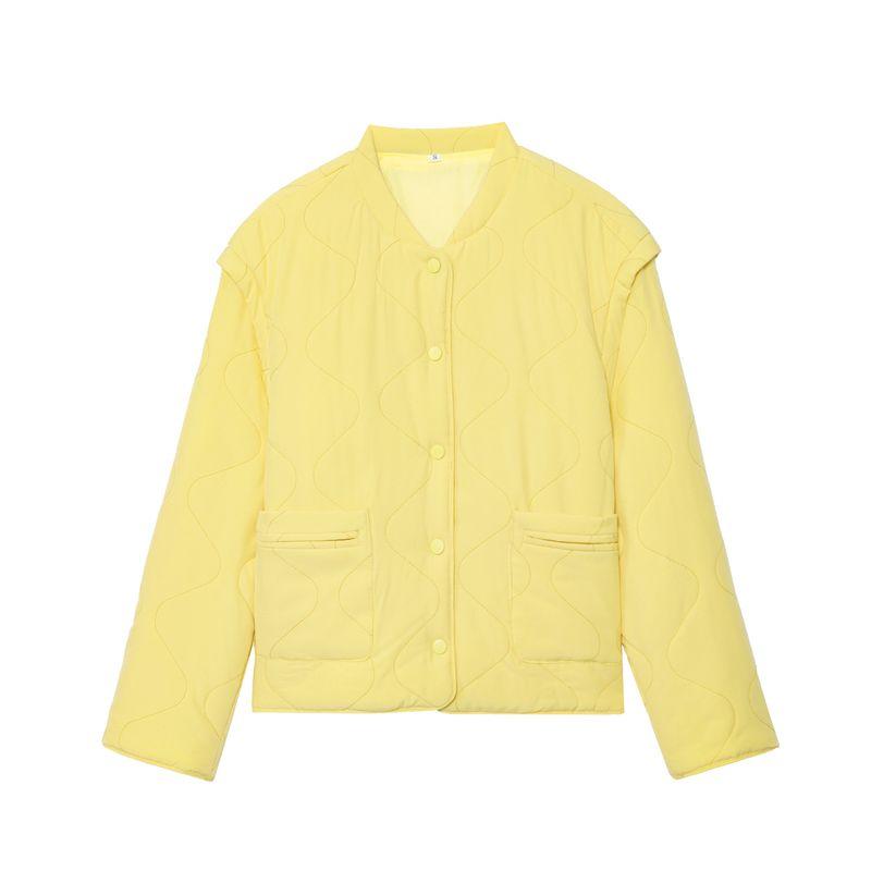 Kaslead New Women Clothes Western Style Versitile Fashion Loose Sewing Long Sleeve Cotton-Padded Coat Outerwear