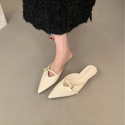 Pointed Toe Slippers Women's Summer Wear a Pedal Muller Cool Slippers Lazy Cat and Sandals Stiletto Toe Slippers