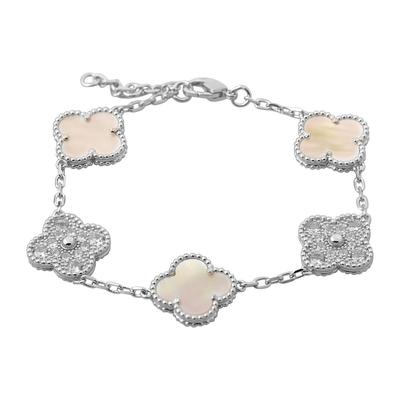Pulseira de prata com madrepérola natural, zircônia cúbica, peso do produto 9,73 g (60002128)