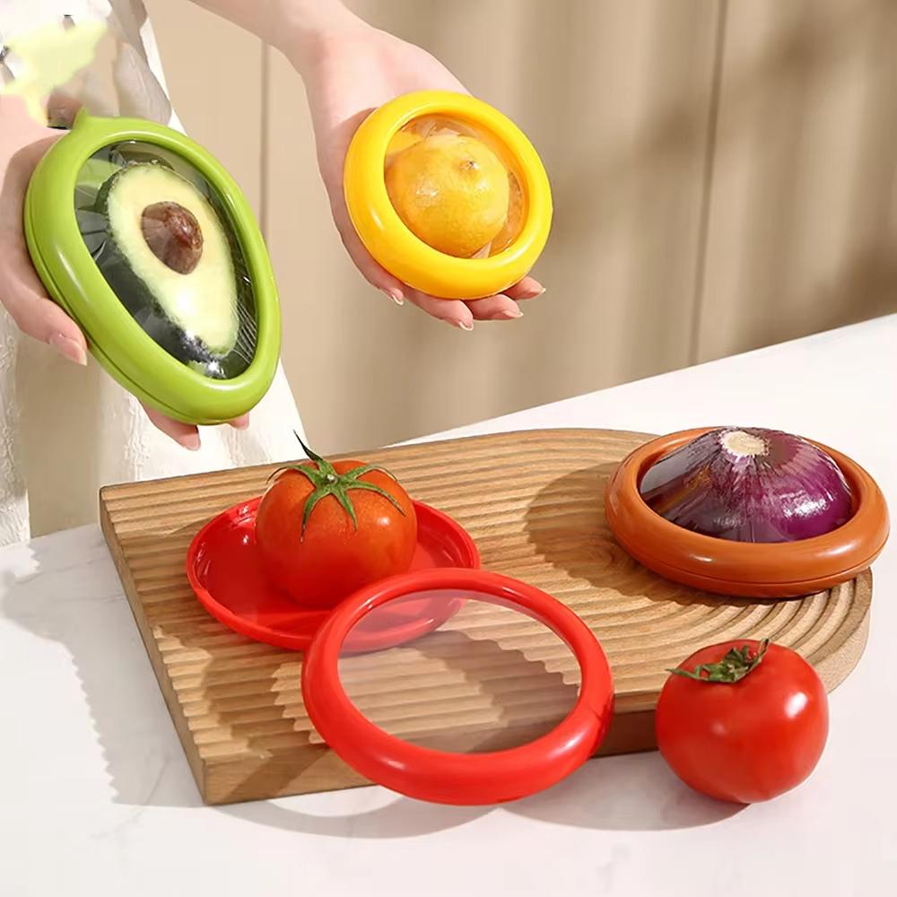 Kreative Aufbewahrungsbox für die Küche, Obst- und Gemüsebehälter, Frischhaltebox für Avocado, Tomaten, Zitrone, Zwiebeln, Frischhaltebox, Gemüsefach, Küchenhelfer