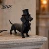 Matte Black Dog Ornament for Office Desk 3D Printed Gentleman Dachshund Figurine, Elegant Sculpture Desktop Ornament, Decor Solid Art Statue Home Gift