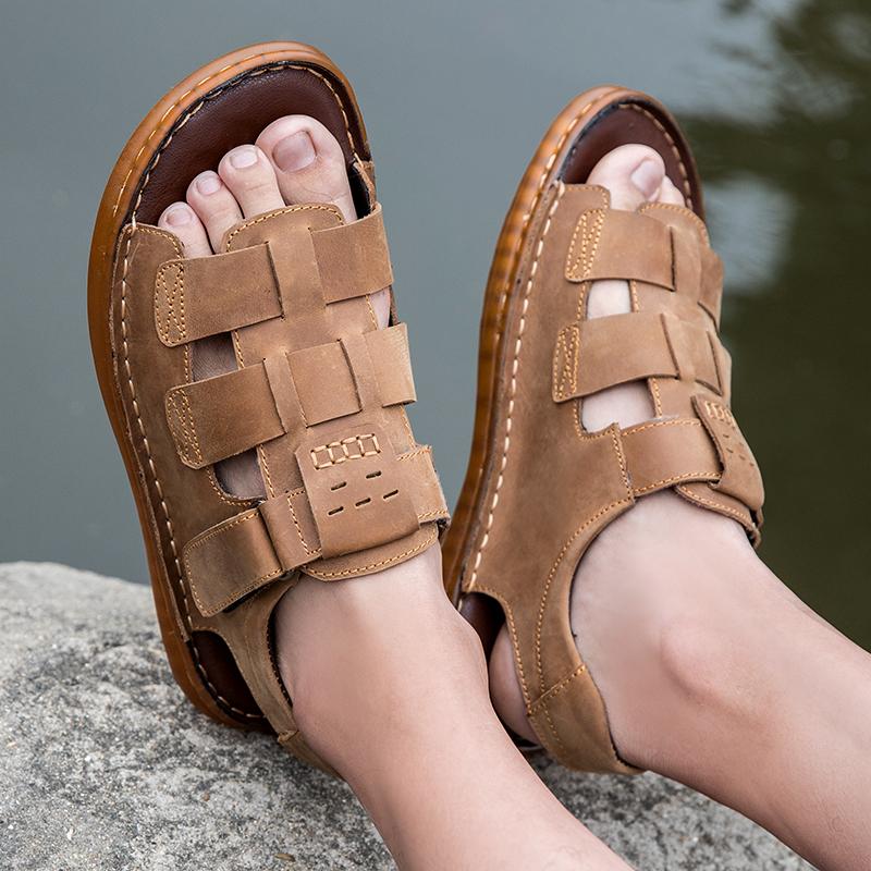 Sports summer sandals Quality genuine leather casual style Versatile beach walking Hot selling youth Plus Size -46 Shoes