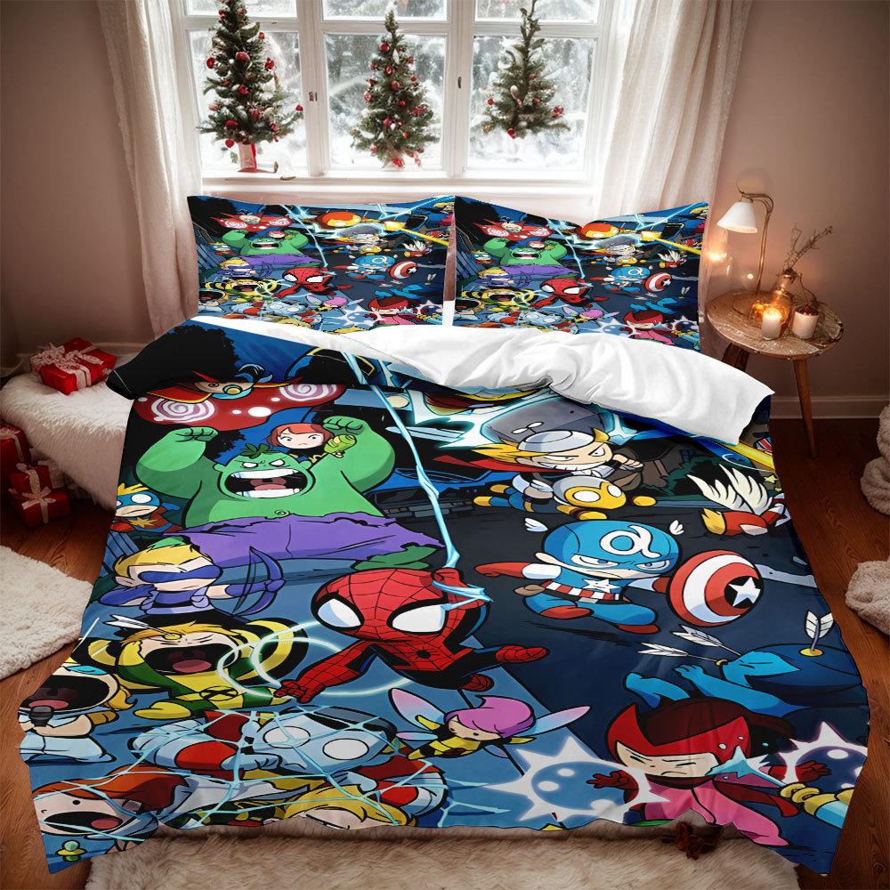 Animated Hero Printed Boys Gift Bedding Set,Single Twin Full Queen King Size, Cartoon Duvet Cover Set Kid Bedroom Bedding Sets