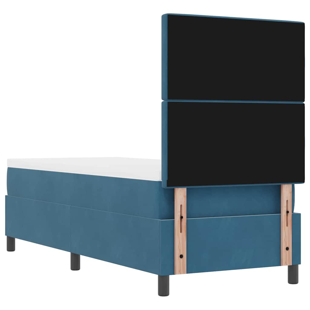 Box Spring Bed with Mattress Dark Blue 80 x 200 cm Velvet