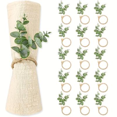 Napkin Rings Set of 6 , Eucalyptus Leaf Napkin Rings, Boho Napkin Rings