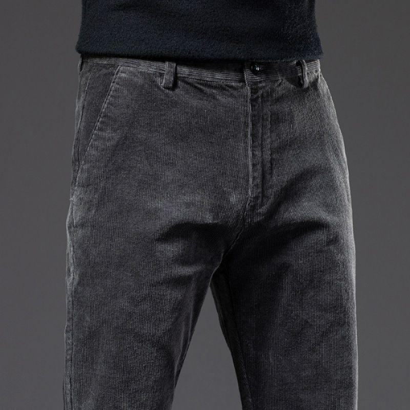 

Мужские вельветовые брюки - зимние и весенние повседневные прямые брюки 34 серый