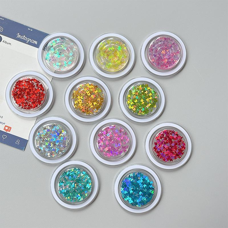 Small Butterfly Sequined Laser Round Mobile Phone Airbag Holder Magnetic Telescopic Ring Internet Celebrity Gift Women'S Portable