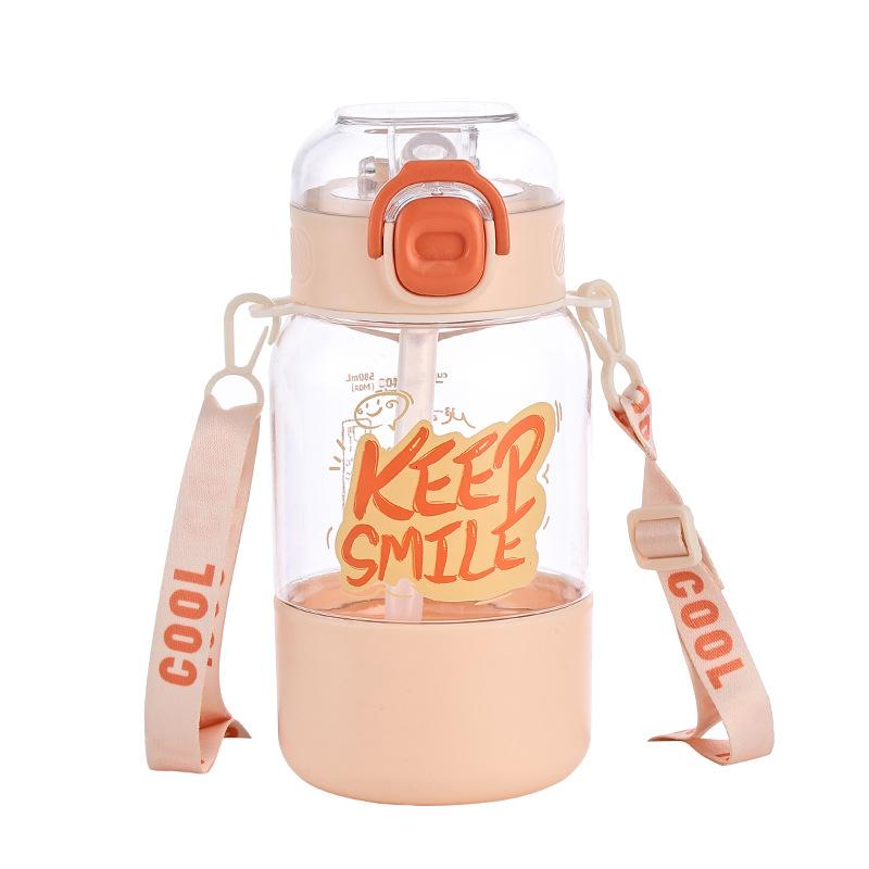 Water bottle high value children's water cup summer new kindergarten baby straw cup outdoor sports portable kettle anti-drop
