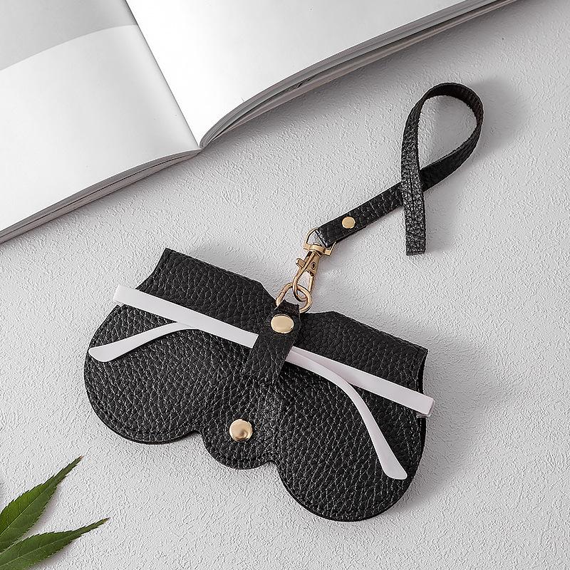 1pc Cute PU Glasses Case | Portable Eyewear Bag with Snap Closure - Scratch-Resistant Travel Organizer (Litchi Embossed)