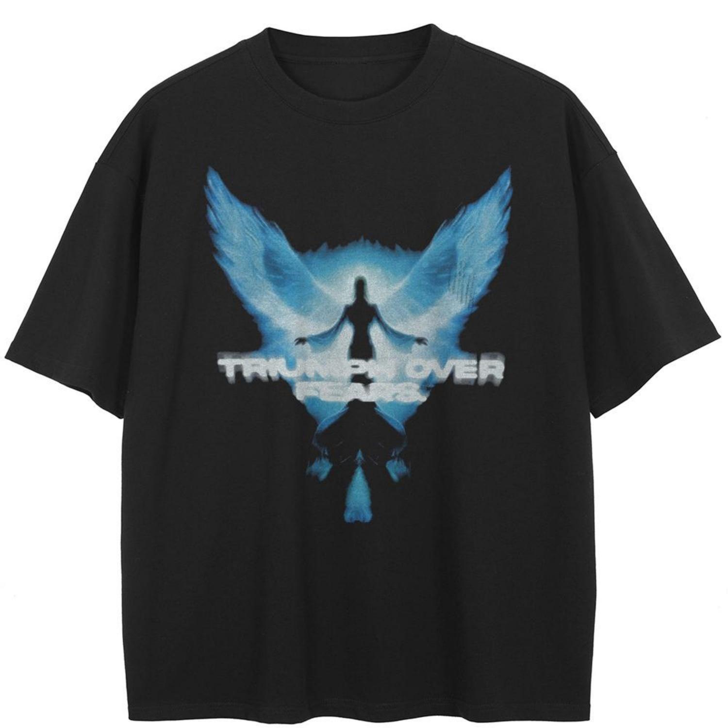 

Вуличний одяг Wing Graphic Black T-Shirt, бавовна, унісекс, футболки, літні футболки з короткими рукавами XXXXXL