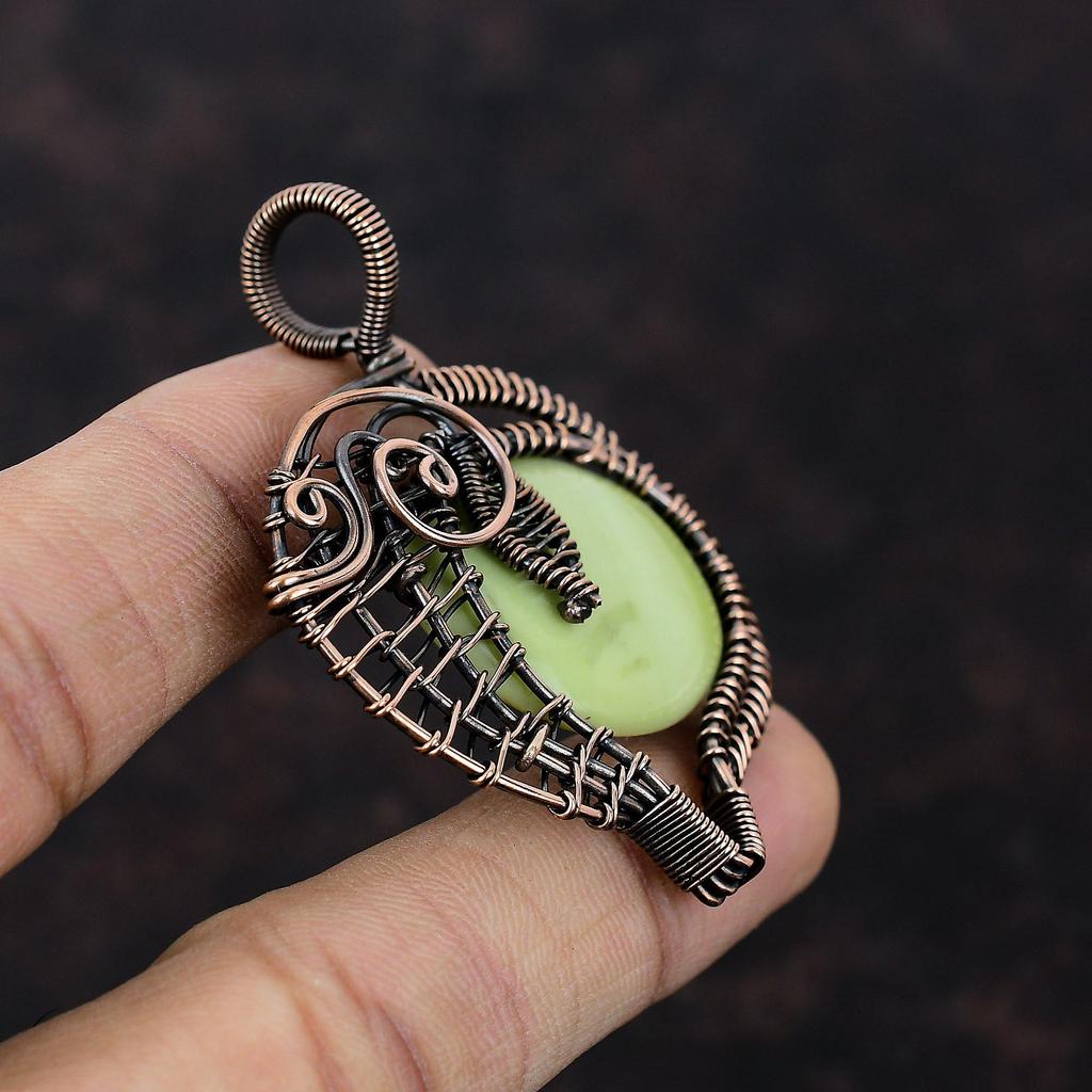 Serpentine Pendant Copper Wire Wrapped Jewelry Gemstone Pendant Serpentine Jewelry Handmade Pendant Copper Wire Wrapped Pendant Wedding Gift