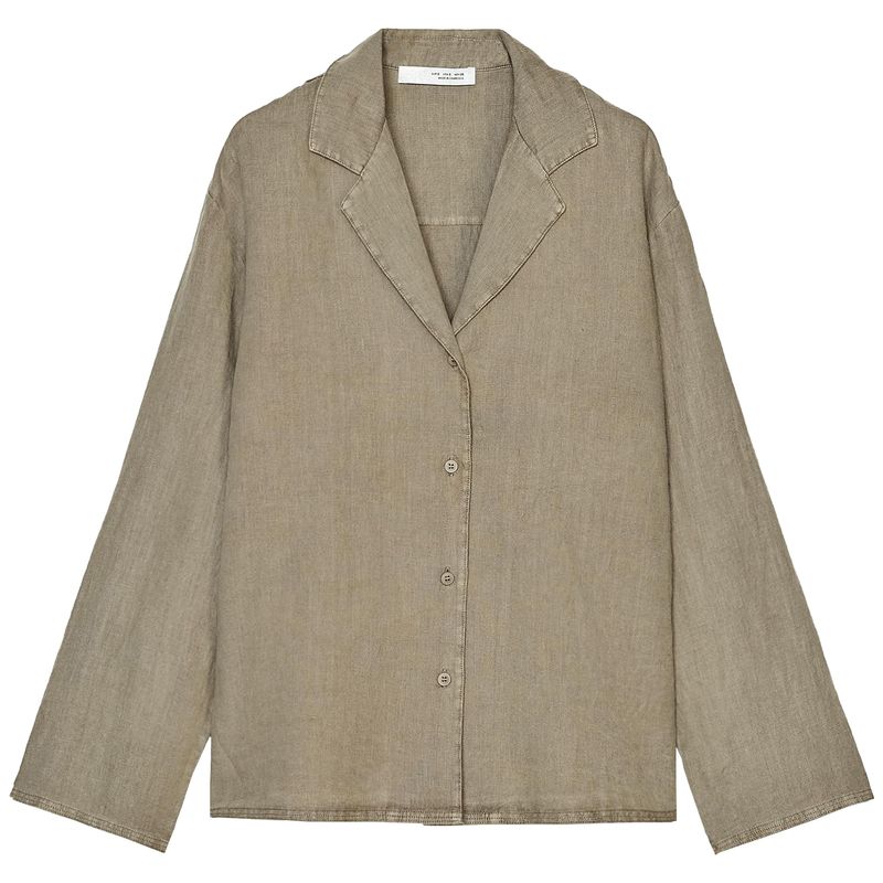 

Zaprha2025 New Arrival Loose and Lazy Style Elegant Linen Blended Long Sleeves V-neck Casual Shirt for Women 4786201 Dark taupe L