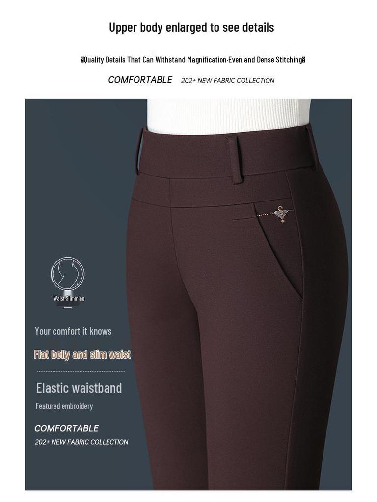 Jinbao Damen Herbst Baumwolle Casual Hose mit geradem Bein und hohem Bund für Mütter mittleren und höheren Alters, Leggings in Übergröße.