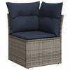9 Piece Garden Sofa Set with Cushions Gray Poly Rattan