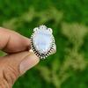 Blue Lace Agate Gemstone 925 Silver Unique Bezel Statement Sister Ring Jewelry