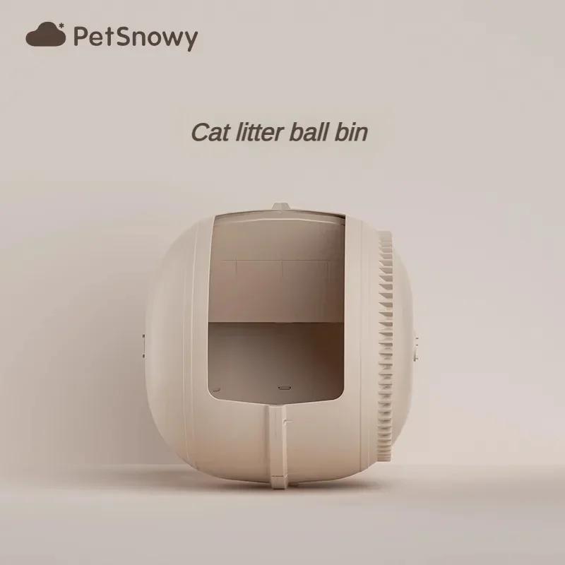 PetSnowy Gatto Cassetta Igienica/Tappetino/Rete Filtrante/Striscia di Gomma/Caricabatterie/Lettiera per Gatti Set Completo di Accessori Gabinetti Scomparto a Sfera