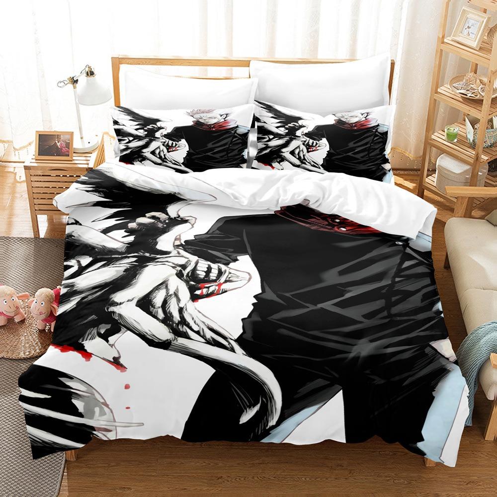 Japanese Famous 3D Anime Jujutsu Kaisen Satoru Gojo Christmas Gift King Twin Double Child Bedding Set Microfiber Duvet Cover Set
