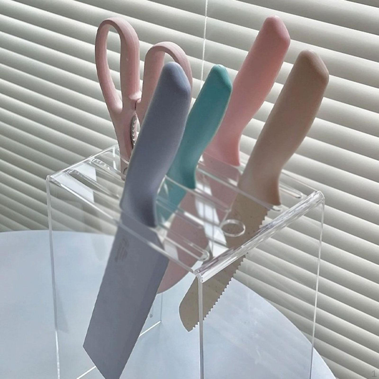 Acrylic Knife Display Stand, Knives Rack Countertop Mordern Collection Clear Holder for