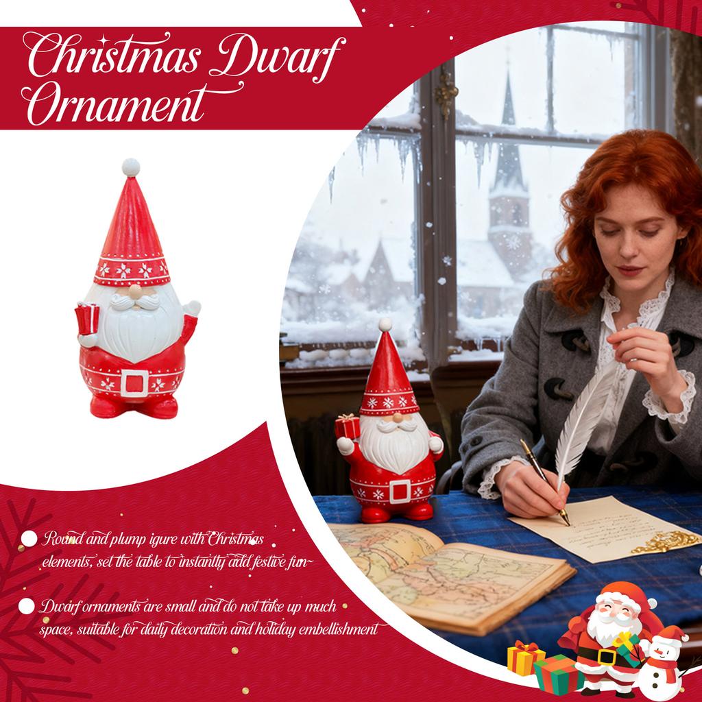 Christmas Decoration Clearance! 1 Resin Gnome Dwarf Decoration, Christmas Figurine, Ornament, Red And