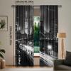 2 szt. Czarno-biała zasłona Scena nocna Nowy Jork Życie miejskie Brooklyn Manhattan Odpowiednia do sypialni salonu jadalni